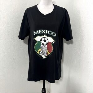 Fashion Wear Unisex 1XL Black V-Neck Mexico T-Shirt Everyday, Casual Graphic
